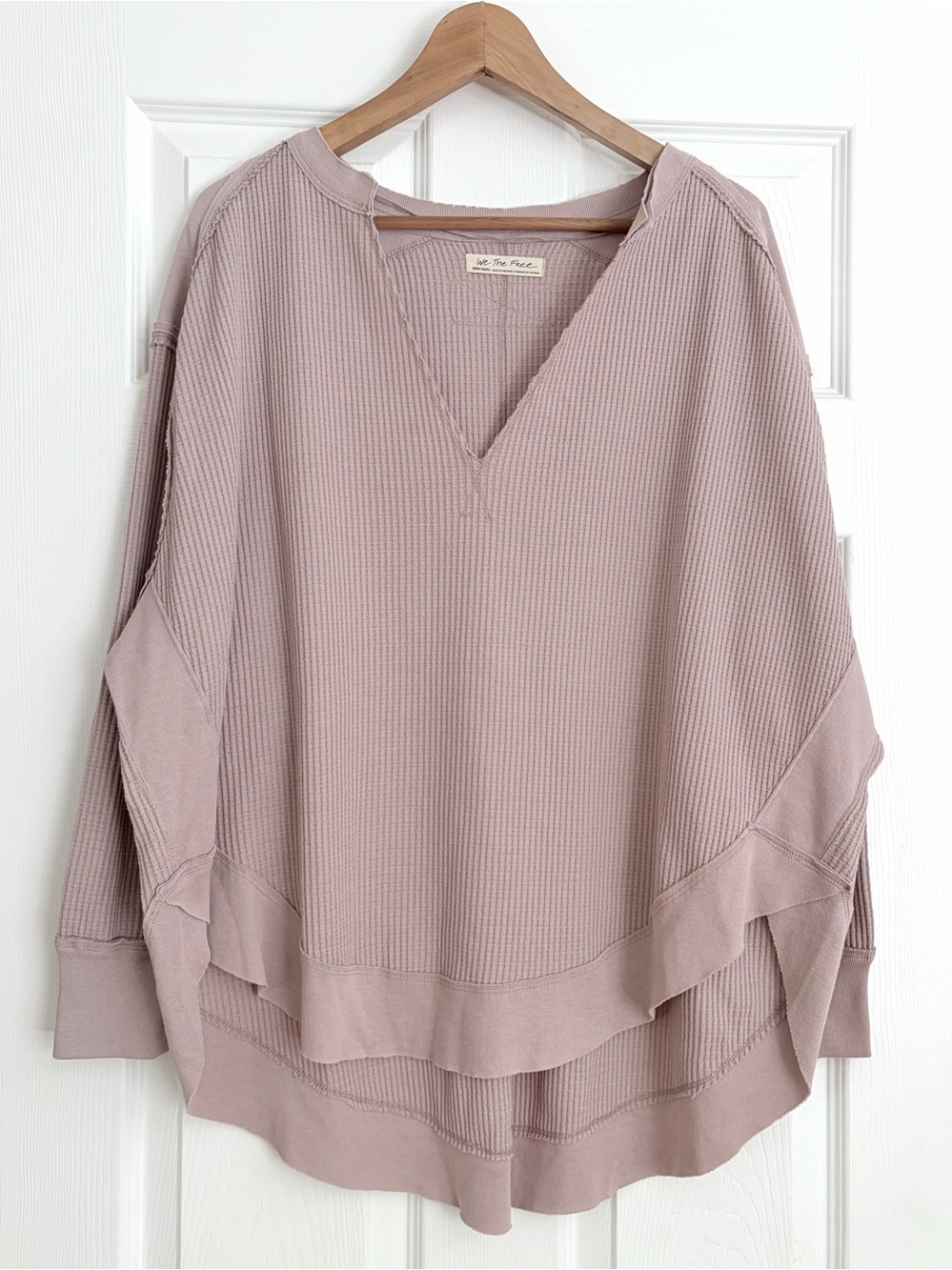 Free People We The Free Waffle V-Neck Top Size XS